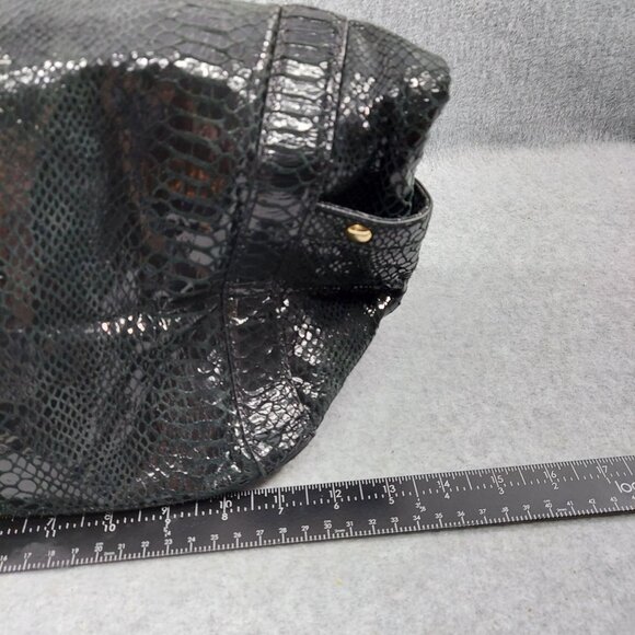 Michael Kors Black Faux Snakeskin Tote Bag With Gold Chain Handles - Picture 3 of 12